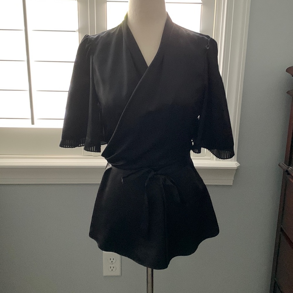 BCBGMaxAzria Black Wrap-Style Blouse